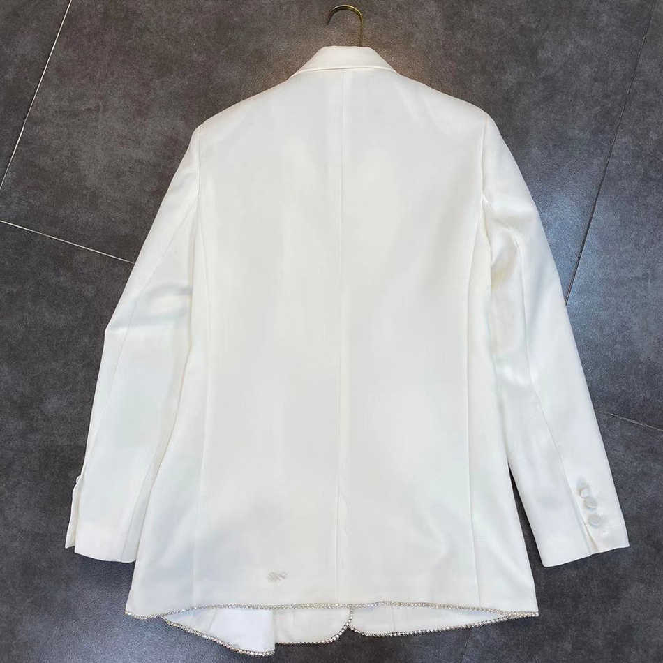 Summer Product Jacket Long-Sleeved Diamond Bow Slim Single-Breasted Button Blazer Ladies V-Neck Casual Coat 210525