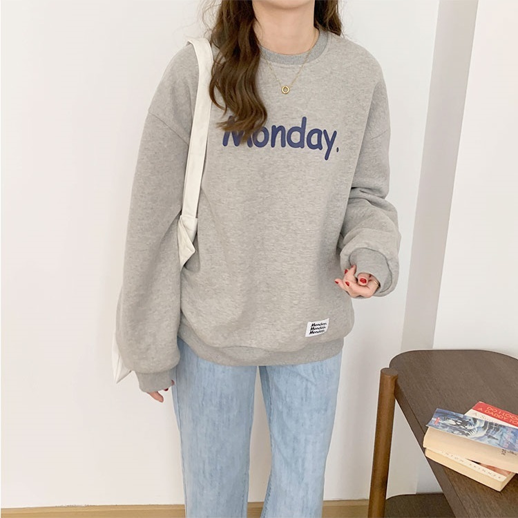 8 colors autumn winter korean style Women warm Sweatshirts Long Sleeve letter thick Sweatshirt Womens pullovers (X1667) 210423