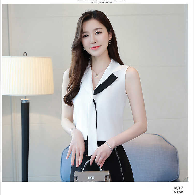 Korean Fashion Summer Chiffon Women Shirts White Sleeveless Blouses Ladies Plus Size XXL s Tops and 210531