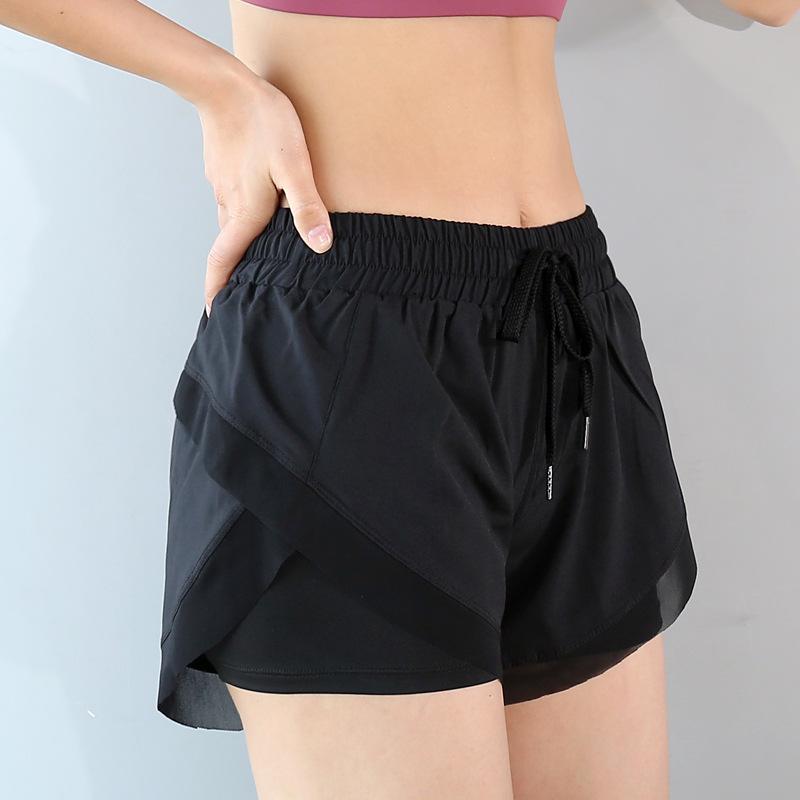 Summer Yoga Sports Shorts Women High Waist Patchwork Skinny Casual Lady Black Egde Short Pants Women's