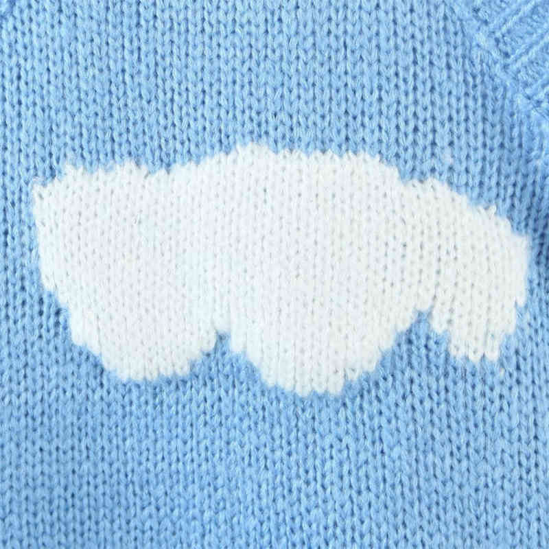 Casual Woman Loose Sky Embroidery Knitted Vest Spring Fashion Ladies V Neck Sleeveless Sweater Girls Cute Knitwear 210515