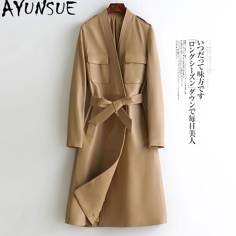 Women's Leather & Faux AYUNSUE 2021 Genuine Jacket Autumn And Spring Real Sheepskin Coat Belted Long Jackets Veste Cuir Femme, Black
Women's Leather & Faux AYUNSUE 2021 Genuine Jacket Autumn And Spring Real Sheepskin Coat Belted Long Jackets Veste Cuir Femme, Black