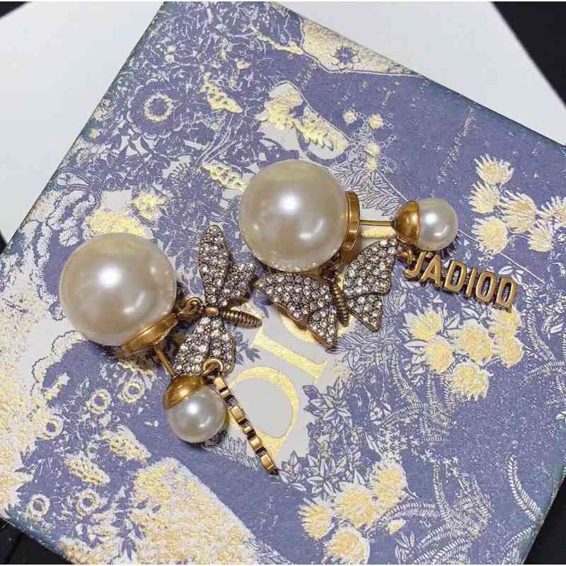 Earrings Charm Studdijia Diamond Butterfly Dragonfly Asymmetric Pearl Letter Dual Purpose Wearing Female 925 Silver Needle