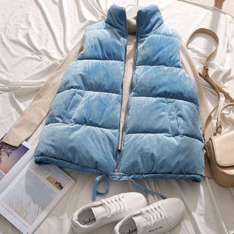 Women Sleeveless Vest Winter Warm Jacket Down Cotton Padded Female Veats Mandarin Collar Waistcoat 211120