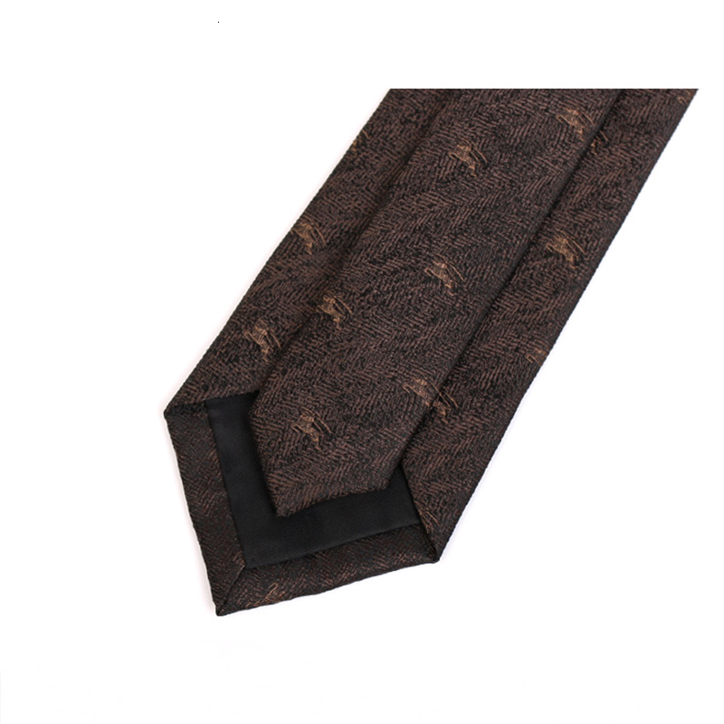 7cm Brown Tie Gentleman Animal Jacquard s High Quality Fashion Formal for Men Business Suit Work Necktie with Gift Box