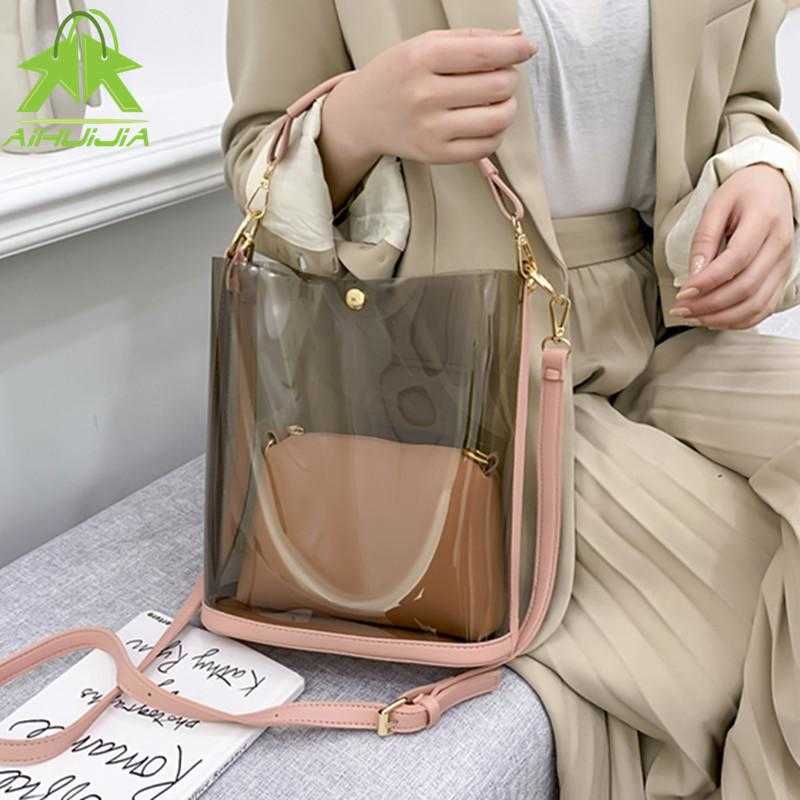 Bucket Women Transparent Luxury Design Handbag 2021 Summer PVC Jelly Son-mother Shoulder Bag Fashion Chain Messenger Bags Cross Body, White
Bucket Women Transparent Luxury Design Handbag 2021 Summer PVC Jelly Son-mother Shoulder Bag Fashion Chain Messenger Bags Cross Body, White