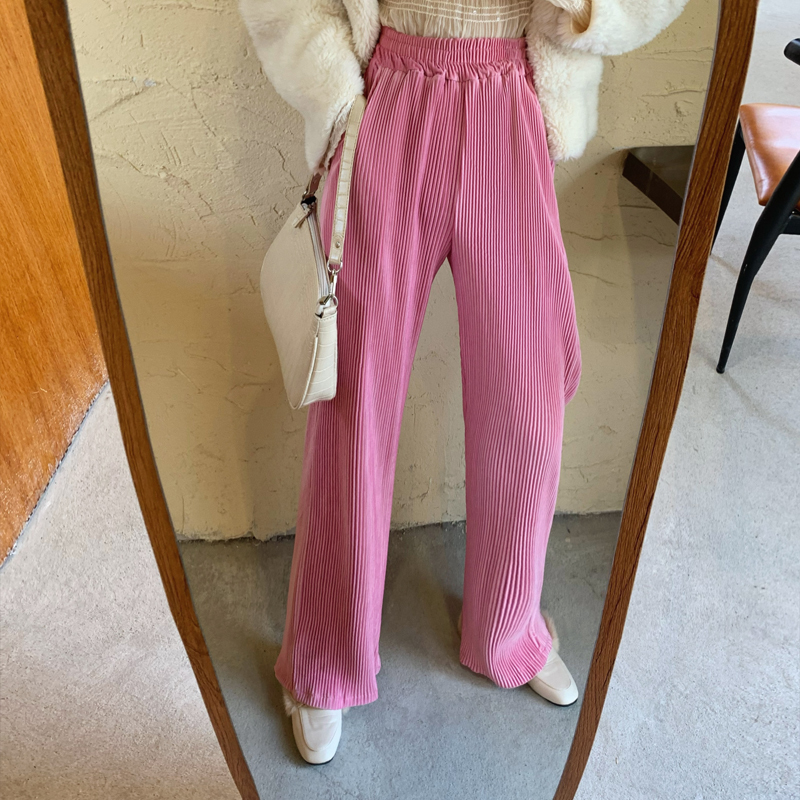 OL Style Vintage Velvet High Waist Wide Leg Pants Women Elegant Work Trousers Female Loose Casual Pantalon Femme 210421