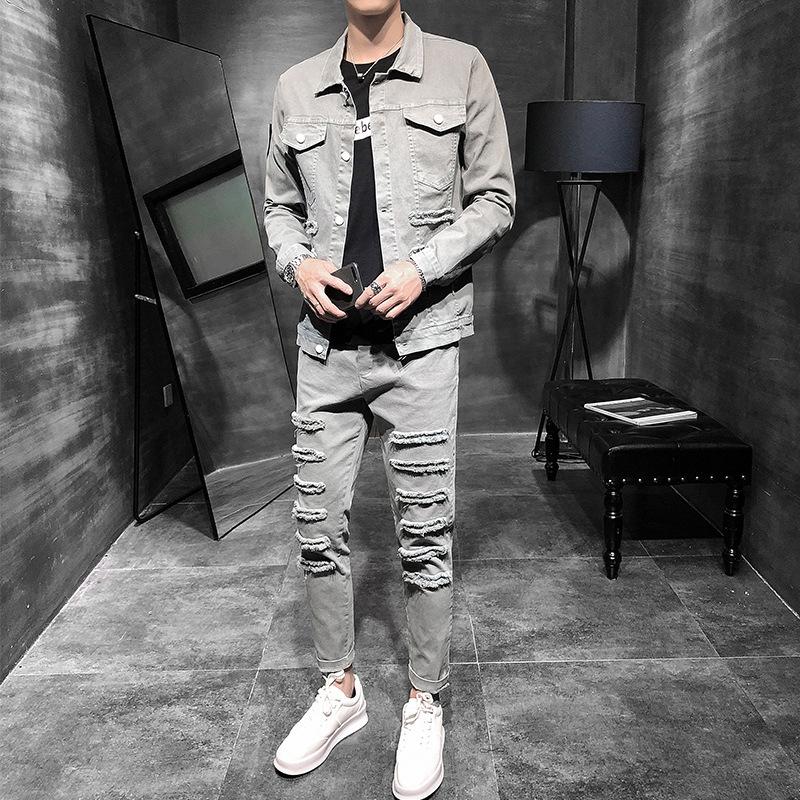 Men's Tracksuits Spring Autumn Mens Streewear Casual Sets Fashion Slim Denim Suit Men 2 Piece Set Single-breasted Jacket Jeans, Black
Men's Tracksuits Spring Autumn Mens Streewear Casual Sets Fashion Slim Denim Suit Men 2 Piece Set Single-breasted Jacket Jeans, Black