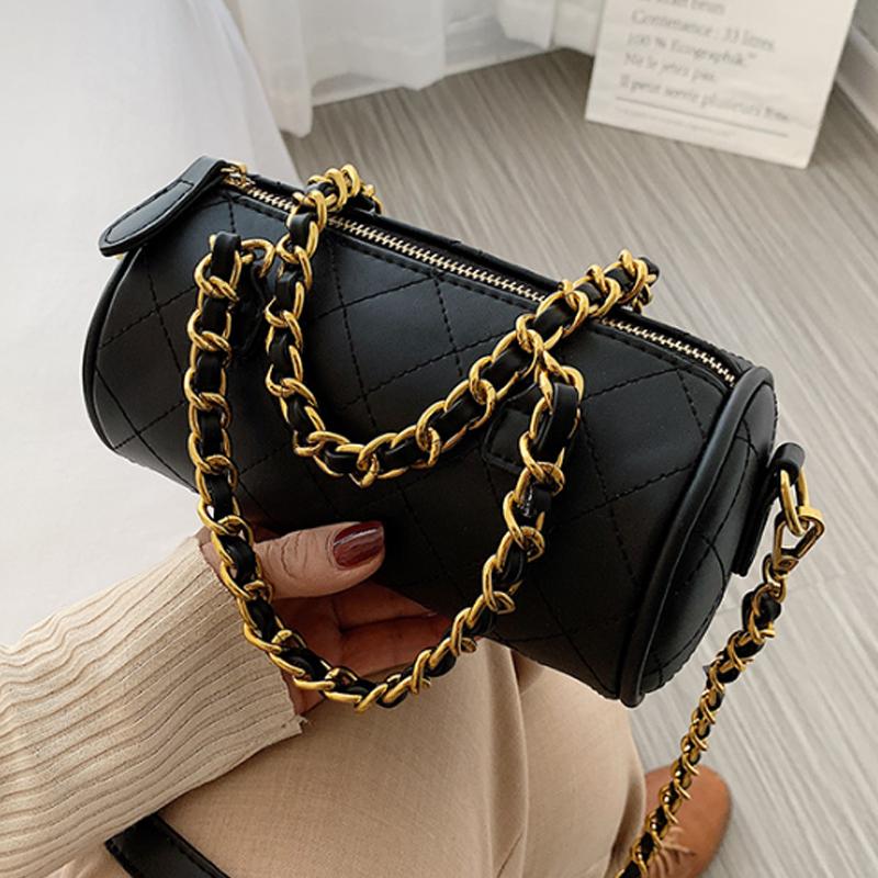 Small PU Leather Chain Crossbody Bags Fashion Designer Shoulder Handbags Women's Cylinder Bag, Black
Small PU Leather Chain Crossbody Bags Fashion Designer Shoulder Handbags Women's Cylinder Bag, Black