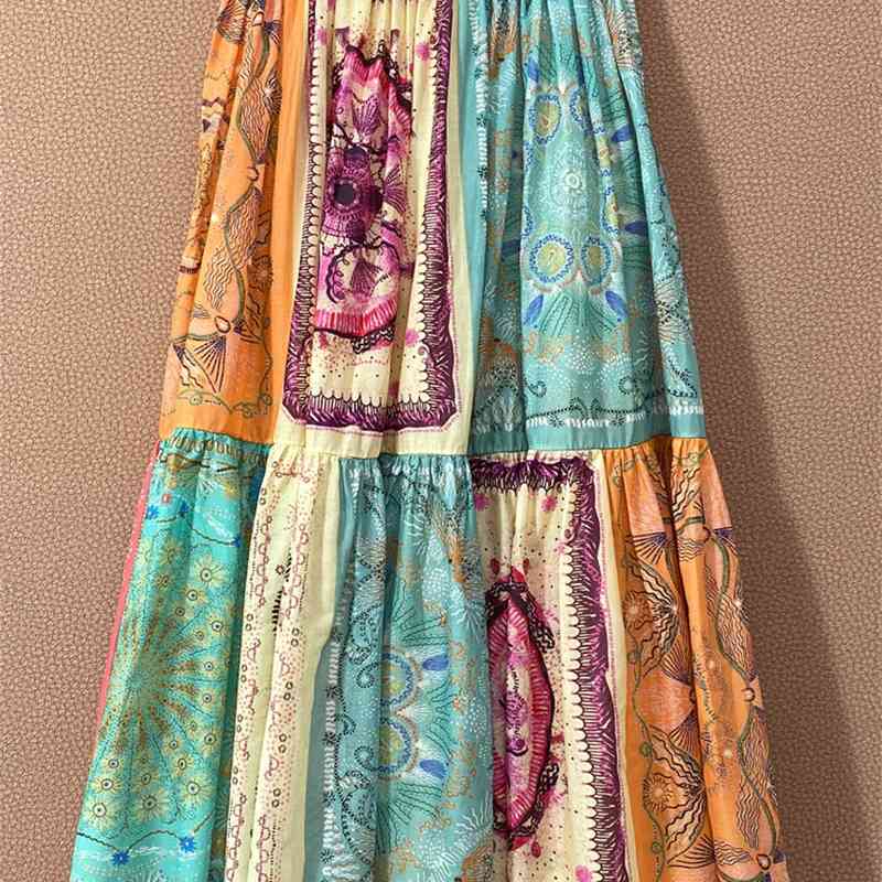 Summer Women Indie Folk Floral-Print Cotton skirt 210524