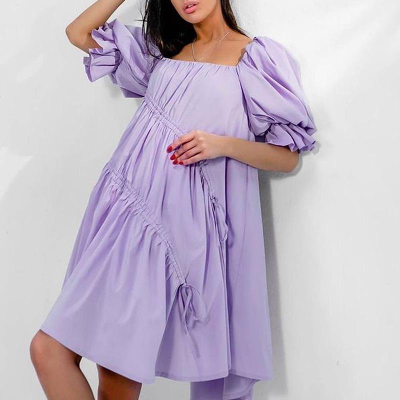 Casual Dresses Hadara Folds Square Collar Women Fashion Asymmetrical Drawstring Dress Elegant Solid Loose Female Ladies, Purple
Casual Dresses Hadara Folds Square Collar Women Fashion Asymmetrical Drawstring Dress Elegant Solid Loose Female Ladies, Purple