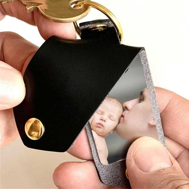 Leather Keychains Pendant Sublimation Blank Aluminum Alloy Car Key Ring Heat Transfer DIY Decorative Keychain 6 Colors