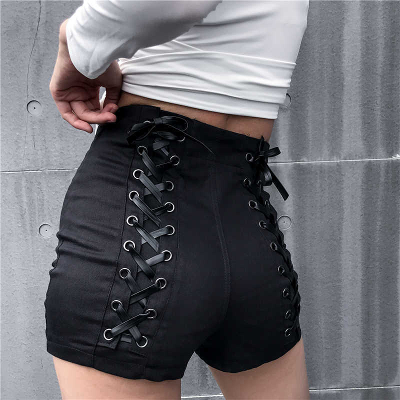 Factory wholesale High waist sexy slim lace up hip denim shorts female fashion straps was thin dancing girls wq1630 210714
