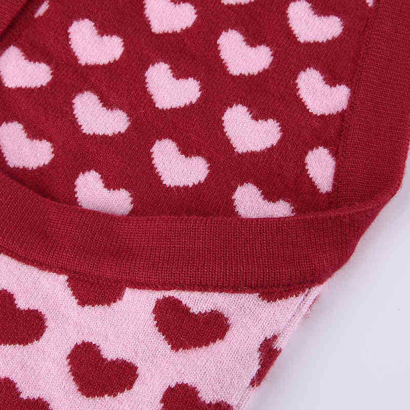 Beauty Knitted Vest Women's Breasted Lapel Love Halter Female Bottoming Top Fashion Vintage 210514