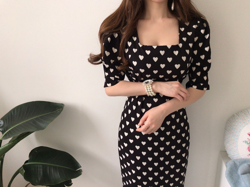 Elegant Vintage Square Collar Ruffles Mermaid Dress Summer Bodycon print Slim OL Dresses Vestidos 210519