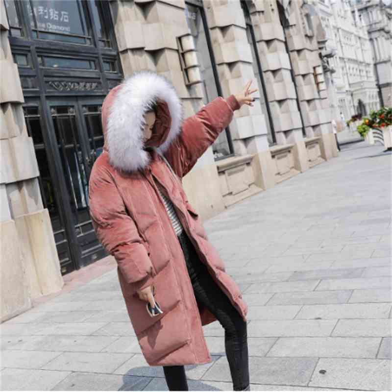 Pleuche thicken Parkas Women Coats Fashion Winter Loose Jackets Hooded Faux Fur Long Coat Female Warm Wadded Outerwear D274 210512