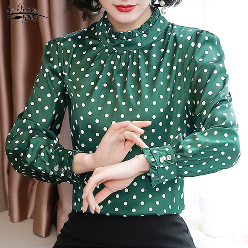Fashion Long Sleeve Polka Dot Women Blouses Autumn Shirts Casual Stand Collar Tops Blusas 10589 210521, Red
Fashion Long Sleeve Polka Dot Women Blouses Autumn Shirts Casual Stand Collar Tops Blusas 10589 210521, Red