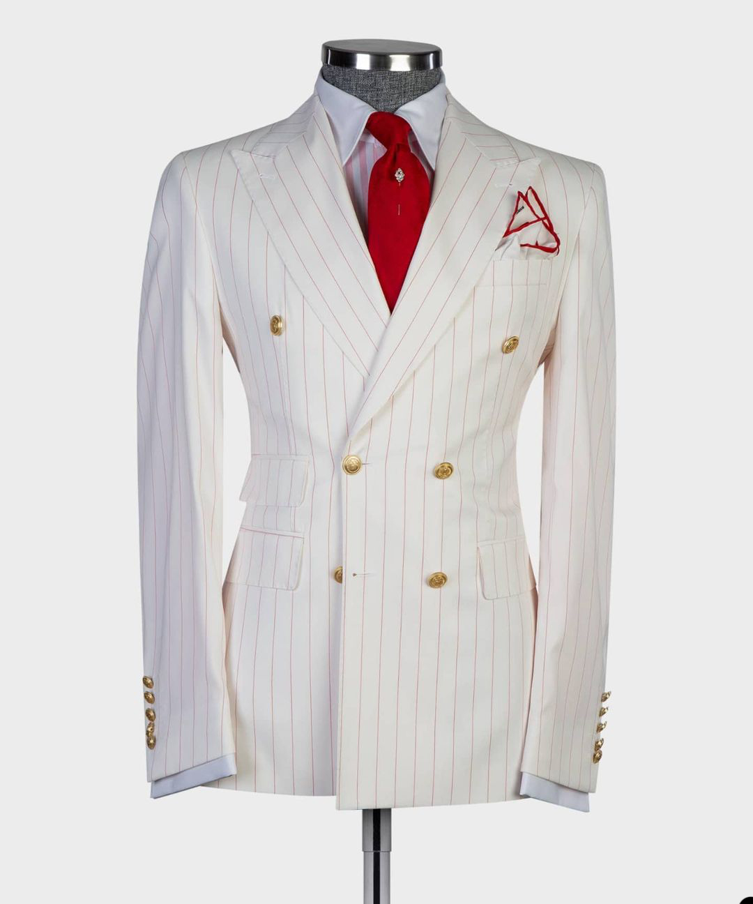 Vintage Handsome Mens Suit With Two-pieces Custom made Pinstripe Cotton Wedding Suits Jacket and Pants De Mariage Hommer