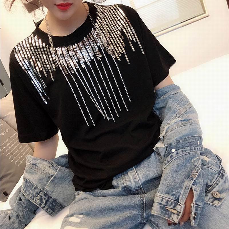 Women's T-Shirt Neploe Lantejoulas Tassel VerAo 2021 Mulheres Tops Fashion Pesado Diamantes Tees Chic O-pescoCo T-shirts, Black
Women's T-Shirt Neploe Lantejoulas Tassel VerAo 2021 Mulheres Tops Fashion Pesado Diamantes Tees Chic O-pescoCo T-shirts, Black