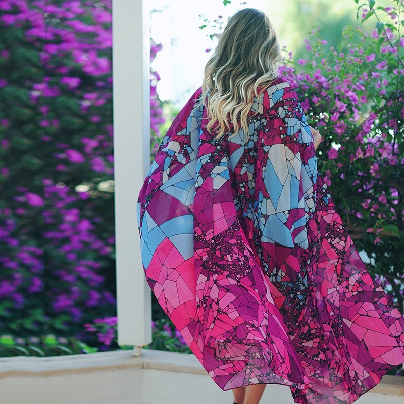 Beach Dress Kaftan Pareo Sarongs Sexy Cover-Up Chiffon Bikini Swimwear Tunic Swimsuit Bathing Suit Cover Ups Robe De Plage #Q647 210420