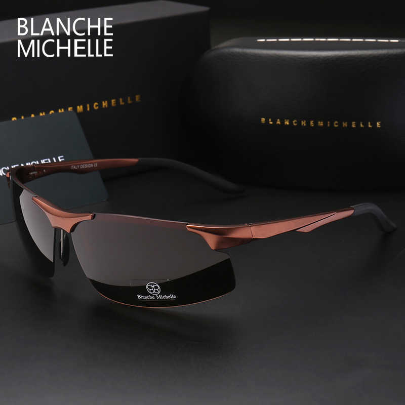 Aluminum Magnesium Men Sunglasses Polarized Sports Driving Night Vision Goggles Sunglass Fishing UV400 Rimless Sun Glasses CX200703