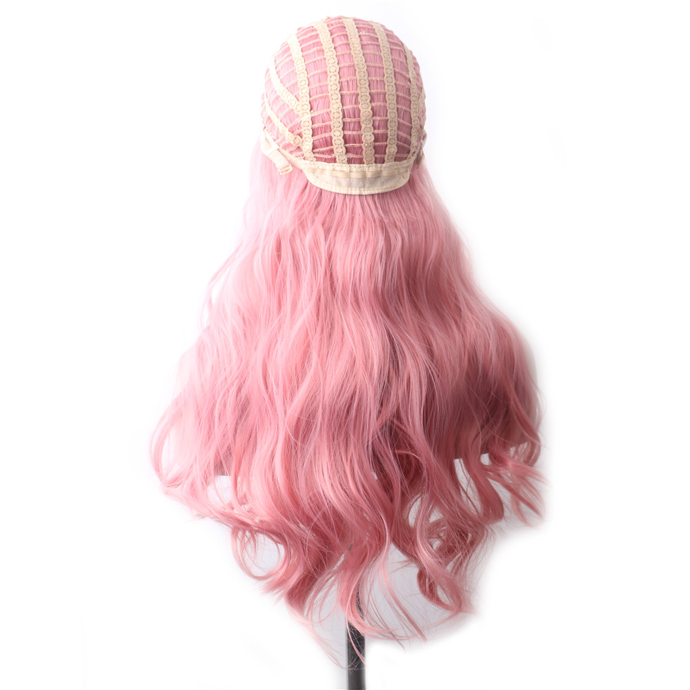 Synthetic Hair Wavy Long Pink Wig Colored Cosplay Wigs For Women Red Brown Blue Black Purple Green Burgundy Grey