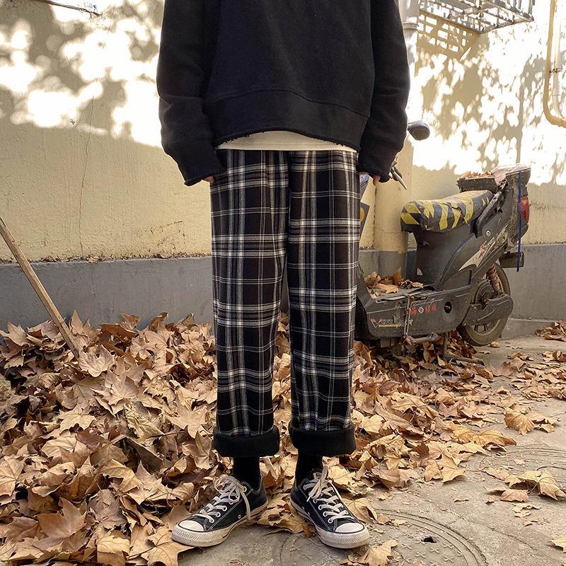 Neploha Men's Autumn Winter Plaid Pants Woman Loose Straight Casual Oversize Trousers Japanese Style Male Hip Hop