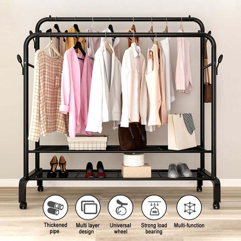 Clothing & Wardrobe Storage Clearance Sale Double Pole Drying Rack Floor Stand With Wheels Hanger Clothes Shoe Coat
Clothing & Wardrobe Storage Clearance Sale Double Pole Drying Rack Floor Stand With Wheels Hanger Clothes Shoe Coat