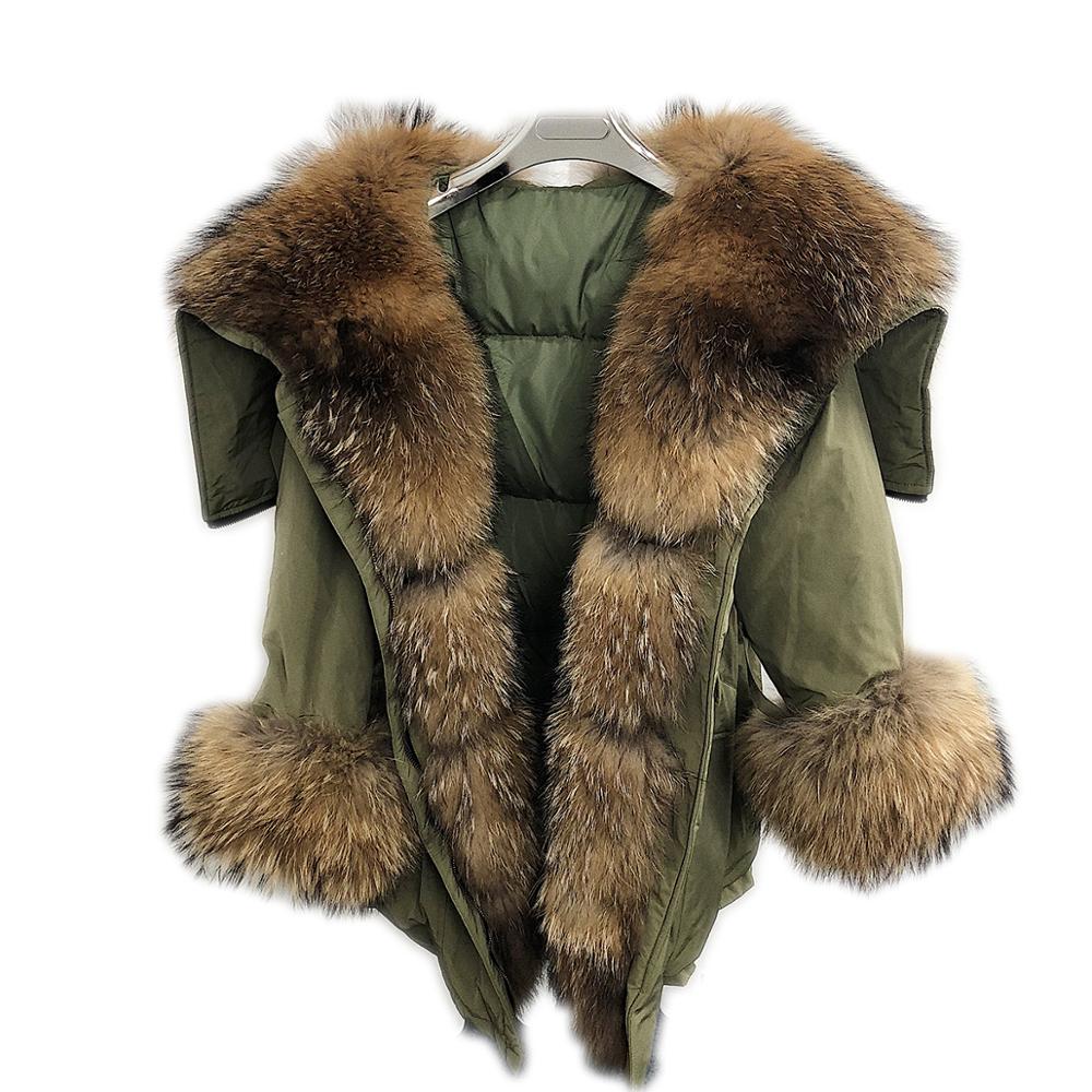 Fur angel wings Real Raccoon Fur Coat Women Fur Parka Army Green Full Pelt Raccoon Fox Coats down jacket, Grey brown collar
Fur angel wings Real Raccoon Fur Coat Women Fur Parka Army Green Full Pelt Raccoon Fox Coats down jacket, Grey brown collar