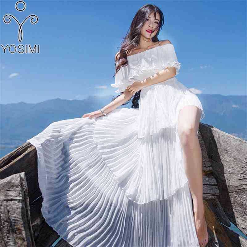 YOSIMI Summer Long Woman Dress Maxi Elegant Chiffon White Fairy Tunic Bohemian Beach Pleated Off The Shoulder Cupcake 210604
YOSIMI Summer Long Woman Dress Maxi Elegant Chiffon White Fairy Tunic Bohemian Beach Pleated Off The Shoulder Cupcake 210604