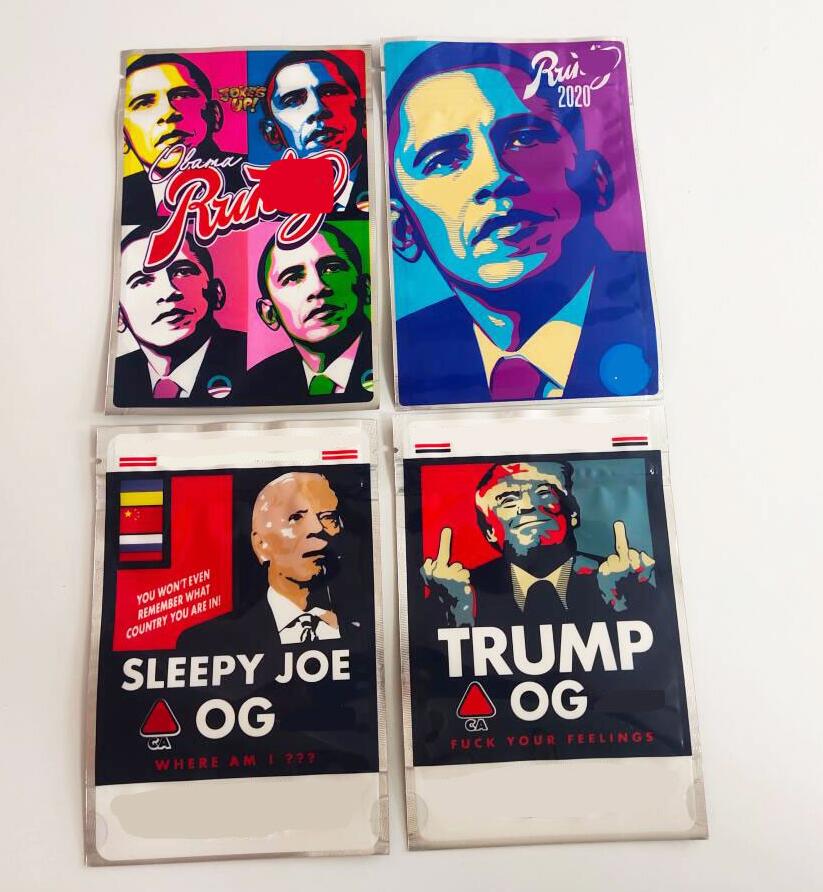 Trump OG Sleepy Joe 3.5g mylar bag pk cook bags Sides Sealed Flat Pouch 2021 420 Empty Biden Obama