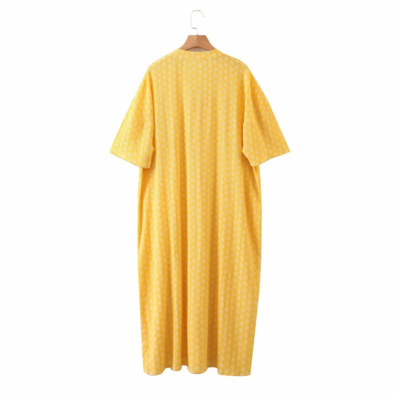 elegant women soft yellow long dress fashion ladies vintage boho es casual female chic vestidos cute girls 210430