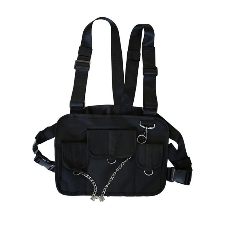 Men Women Pockets Outdoor Sports Adjustable Strap Cross Shoulder Hip Hop Chest Rig Bag Fashion Vest Type Radio Walkie Talkie Waist Bags