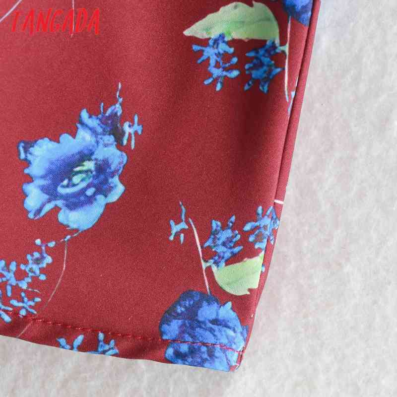 Fashion Women Flowers Print Shirt Ruffles Long Sleeve Office Ladies Mini Dress 2W78 210416