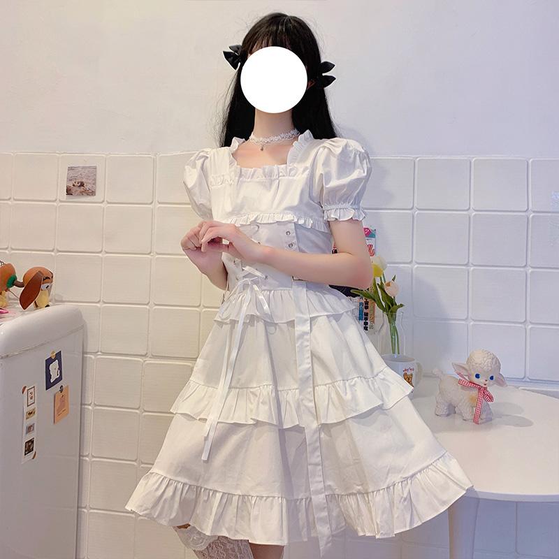 Party Dresses Lolita Girl Puff Short Sleeve Ruffles Lace-up Ribbon Harajuku Gothic Lady Black White Mini Dress Korean Fashion Clothes
Party Dresses Lolita Girl Puff Short Sleeve Ruffles Lace-up Ribbon Harajuku Gothic Lady Black White Mini Dress Korean Fashion Clothes