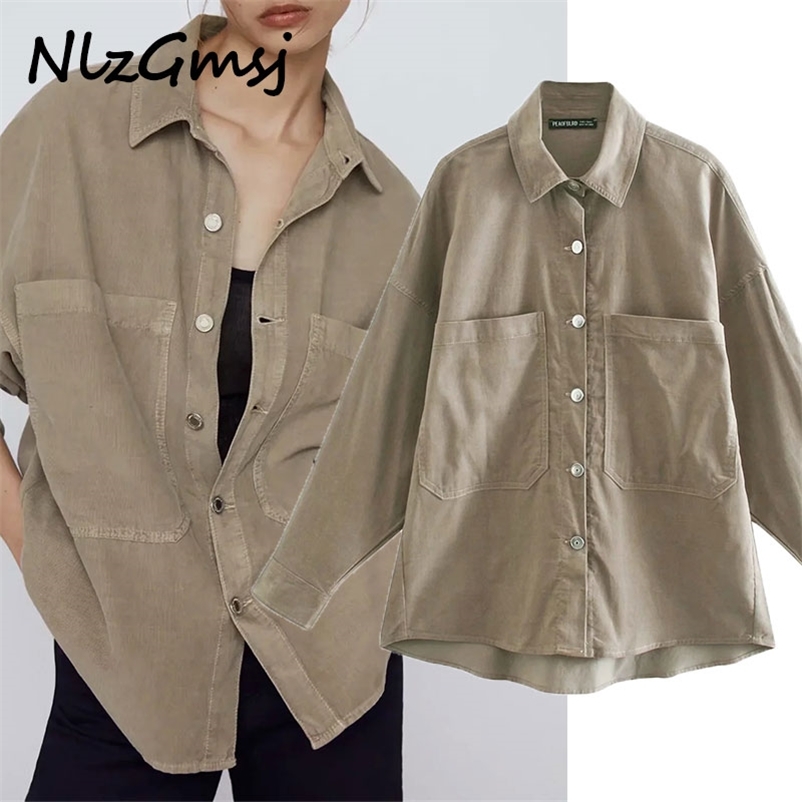 Blouse women blouses fine cordduroy shirt long sleeves pockets buttons Vintage Women's shirts Top clothing Female 210628, As picture
Blouse women blouses fine cordduroy shirt long sleeves pockets buttons Vintage Women's shirts Top clothing Female 210628, As picture