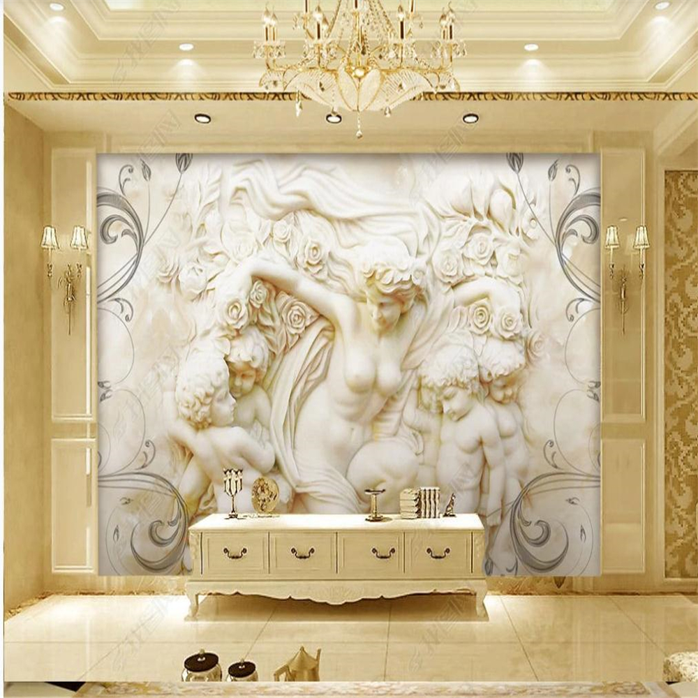European murals wallpaper for living room classical poetry 3D marble wallpapers relief background wall
