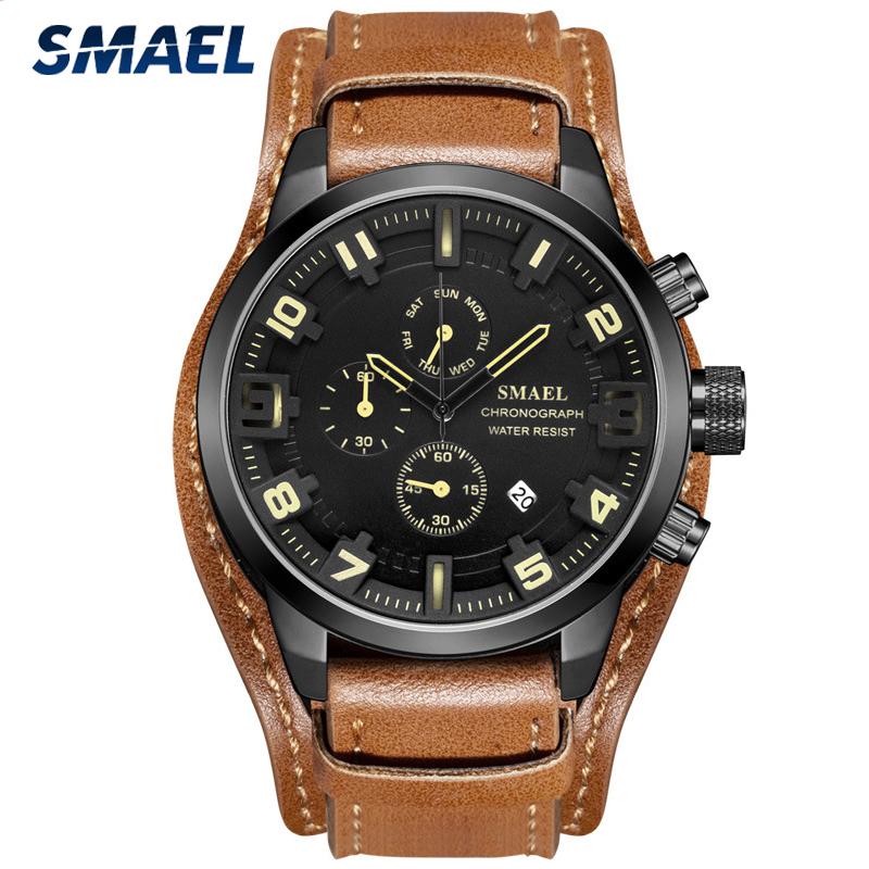 Wristwatches SMAEL Watch Men Fashion Sport Quartz Clock Mens Watches Top Chronograph Waterproof Relogio Masculino, Brown
Wristwatches SMAEL Watch Men Fashion Sport Quartz Clock Mens Watches Top Chronograph Waterproof Relogio Masculino, Brown