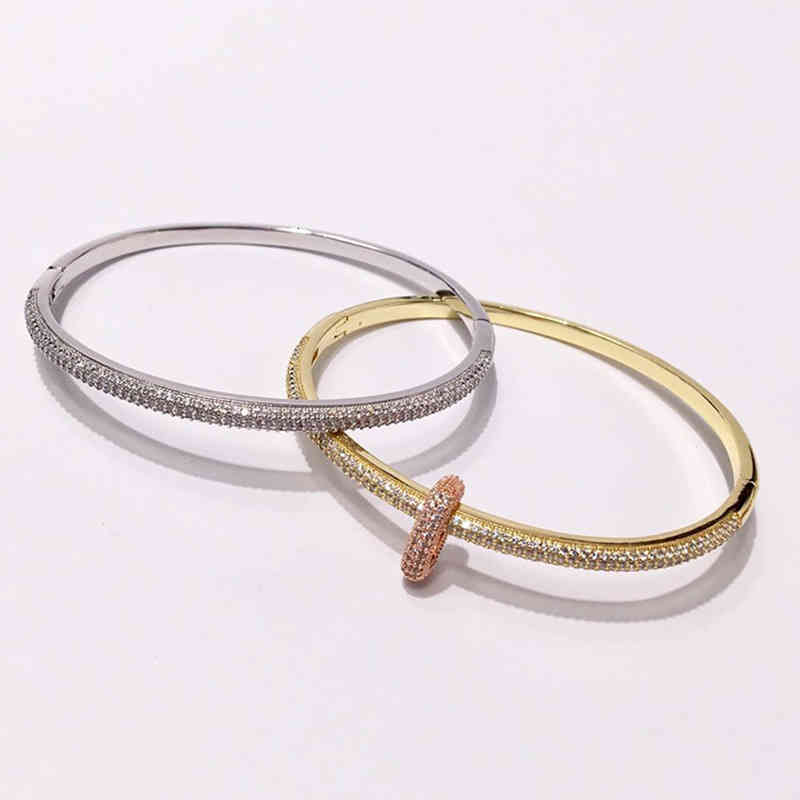 Charm Bracelets 56 Self Designed Niche Personalized Full Diamond Double Ring High Sense Fashion Women's