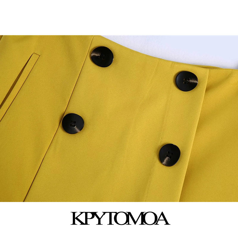 Women Chic Fashion Buttons Decorative Bermuda Shorts Skirts High Waist Back Zipper Female Skorts Mujer 210420