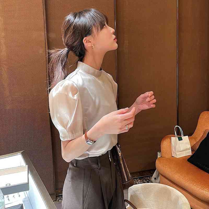 Nomikuma Puff Short Sleeve Women Blouse Spring Summer New Pullover Shirt Causal O-neck Femme Elegant Blusas Top 6E618 210427