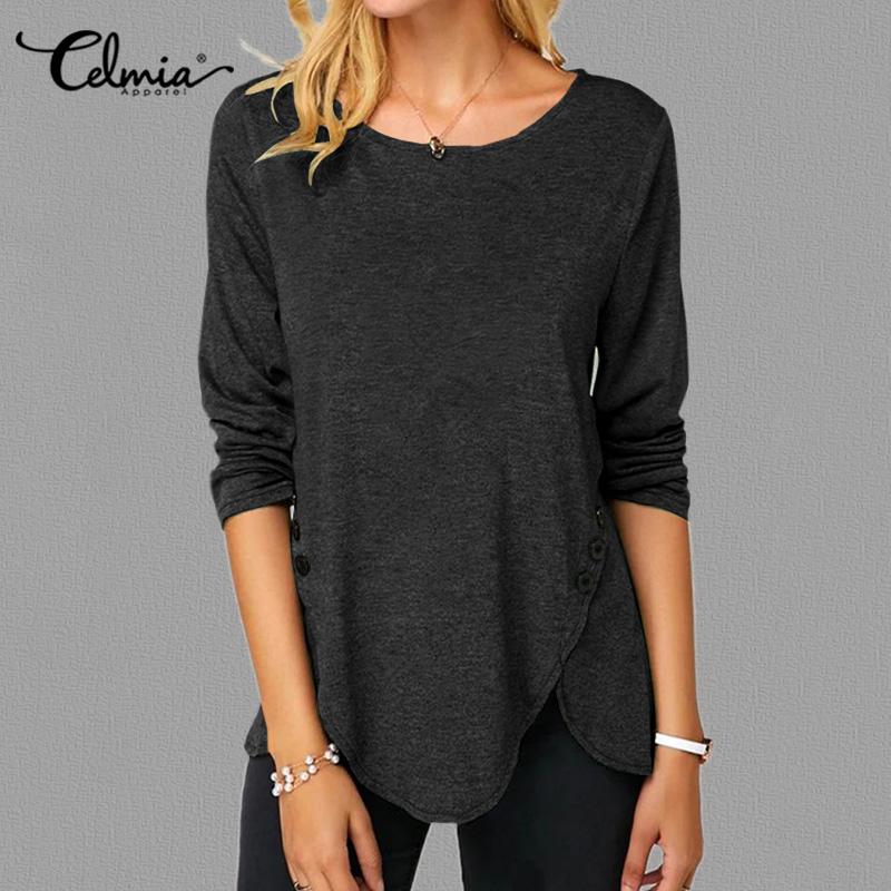 Women's Blouses & Shirts Celmia 2021 Women Basic Autumn Long Sleeve Buttons Tops Casual Loose Round Neck Tunic Fashion Asymmetrical Solid Bl, White
Women's Blouses & Shirts Celmia 2021 Women Basic Autumn Long Sleeve Buttons Tops Casual Loose Round Neck Tunic Fashion Asymmetrical Solid Bl, White