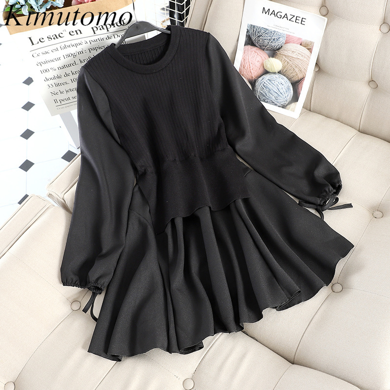 Kimutomo Casual Patchwork Ruffles Dress Women Chic Fashion Fake Two Piece O-neck Puff Sleeve Knitted Vestidos Solid Spring 210521, Brick red
Kimutomo Casual Patchwork Ruffles Dress Women Chic Fashion Fake Two Piece O-neck Puff Sleeve Knitted Vestidos Solid Spring 210521, Brick red