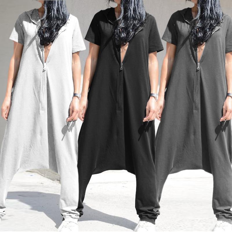Womens Jumpsuits Vintage Short Sleeve Hoodies Jumpsuits 2021 Celmia Casual Drop-Crotch Zipper Long Trousers Plus Size Overalls, Black
Womens Jumpsuits Vintage Short Sleeve Hoodies Jumpsuits 2021 Celmia Casual Drop-Crotch Zipper Long Trousers Plus Size Overalls, Black