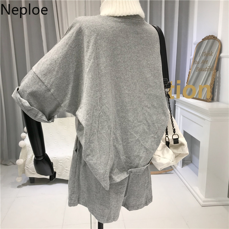 Neploe Tracksuit Sets Women Summer Fashion Letter Print Short-sleeved T-shirt Casual Shorts Loose Two-piece Suit Female 210422