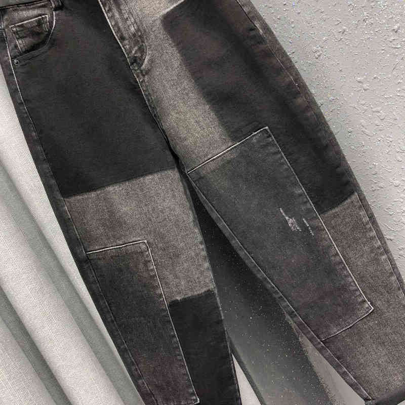 Personlaity Patch Jeans Women's Spring High Wiast Contrast Color Denim Harem Radish Pants Female Fashion 210427