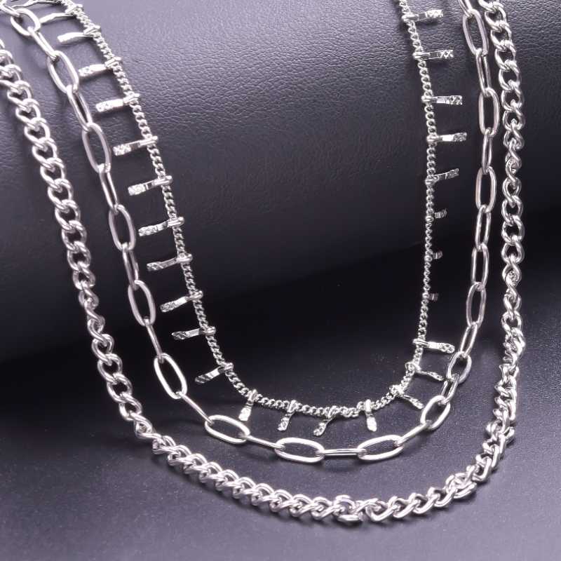 Chains 5Pcs/Lot Stainless Steel Elegant Multilayer Geometric Rolo Link Chain Necklace For Women Collares Para Mujer Choker Jewelry Bulk, Silver
Chains 5Pcs/Lot Stainless Steel Elegant Multilayer Geometric Rolo Link Chain Necklace For Women Collares Para Mujer Choker Jewelry Bulk, Silver