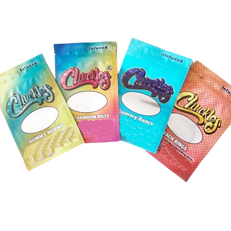chuckles 4 designs 400mg edible packaging zipper bags with window stand up pouch resealable bag
chuckles 4 designs 400mg edible packaging zipper bags with window stand up pouch resealable bag