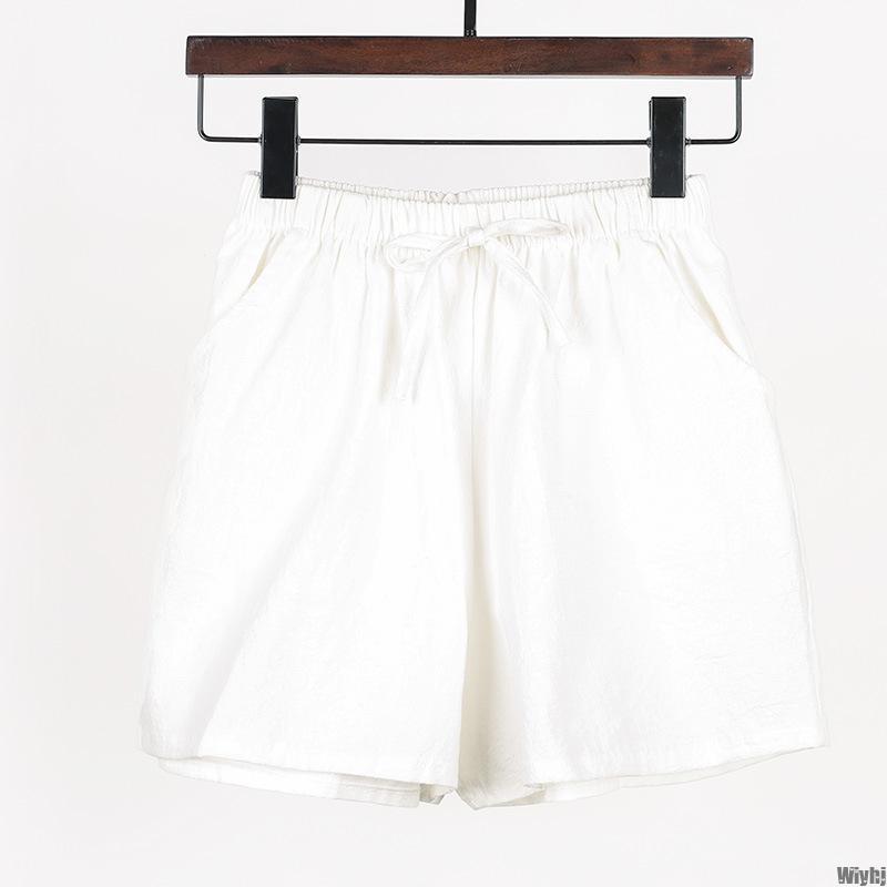 Ladies Summer Shorts Casual Solid Color Cotton Linen Women High Waist Loose Cool Women's