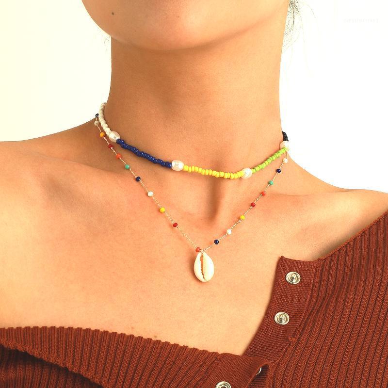 Chains Bohemian Double Layer Shell Pendant Chain Necklaces Colorful Rice Bead Alloy Butterfly Necklace For Femme Fashion Summer Jewelry
Chains Bohemian Double Layer Shell Pendant Chain Necklaces Colorful Rice Bead Alloy Butterfly Necklace For Femme Fashion Summer Jewelry